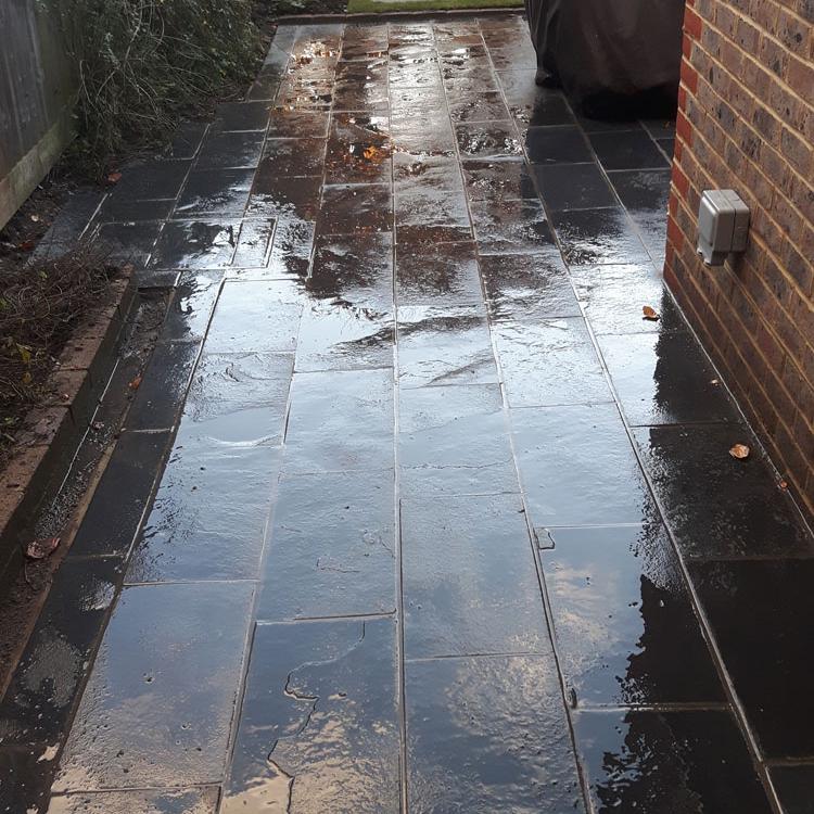 Black limestone patio area