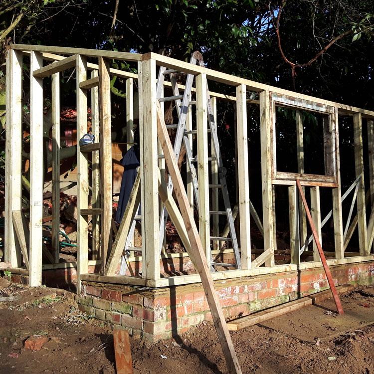 Half way through constructing a garden shed