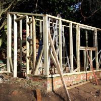Constructing the shed in the veg garden