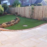 A close board fence on a sloping garden with spisfic height required at each end